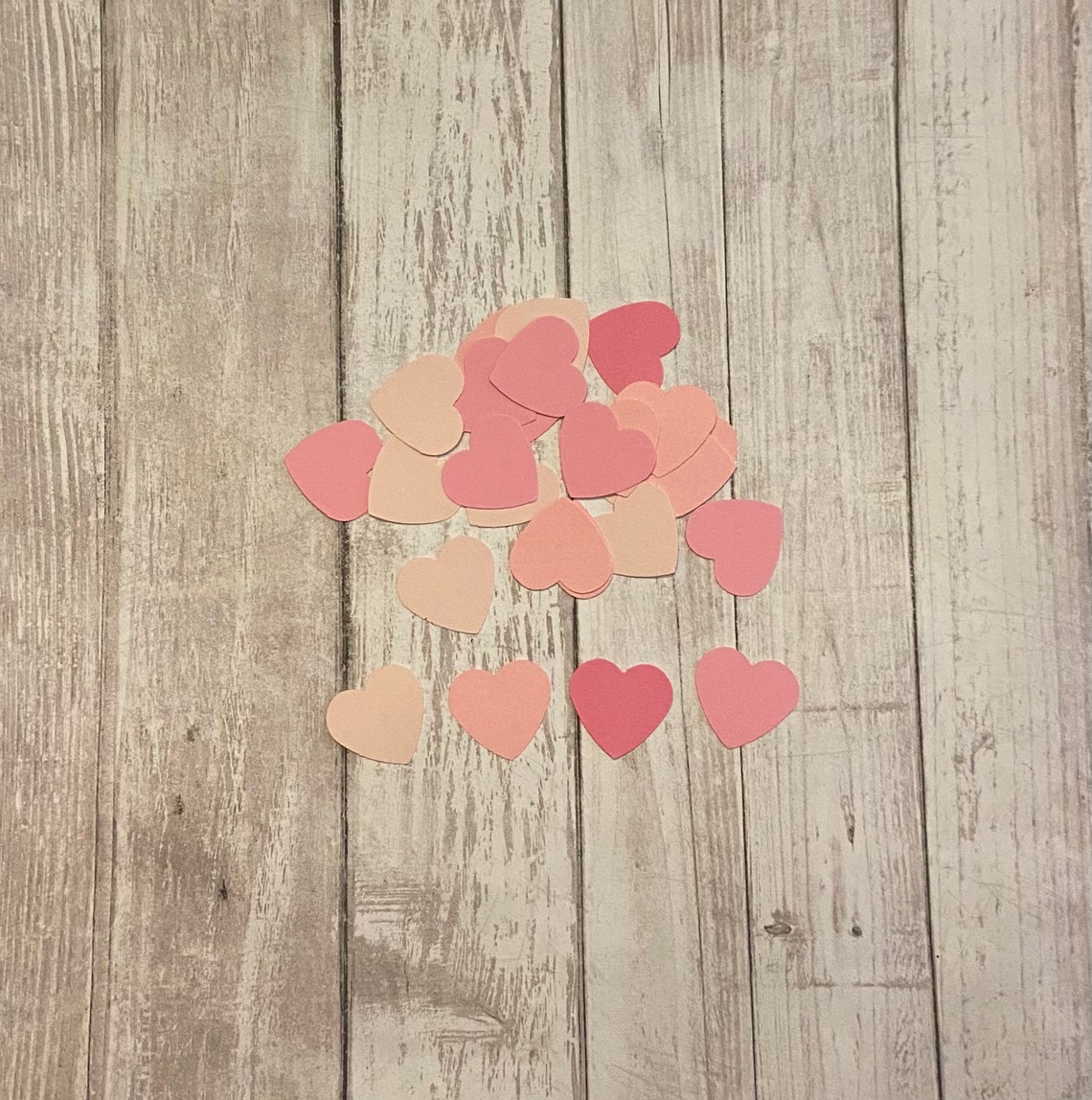150 Pink Heart Confetti Wedding Confetti Die Cut Hearts Etsy
