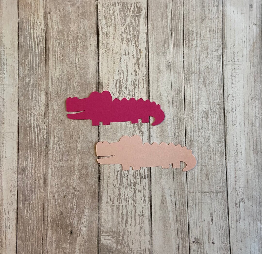 25 Assorted Pink Alligator Die Cut Tags, Die Cut Alligators, Baby