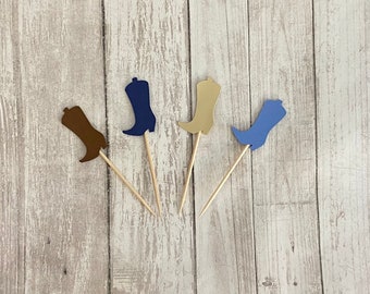 24 cowboy boot toothpicks, cowboy baby shower, cowboy birthday, cowgirl party, appetizer picks, food picks, cupcake toppers, country party