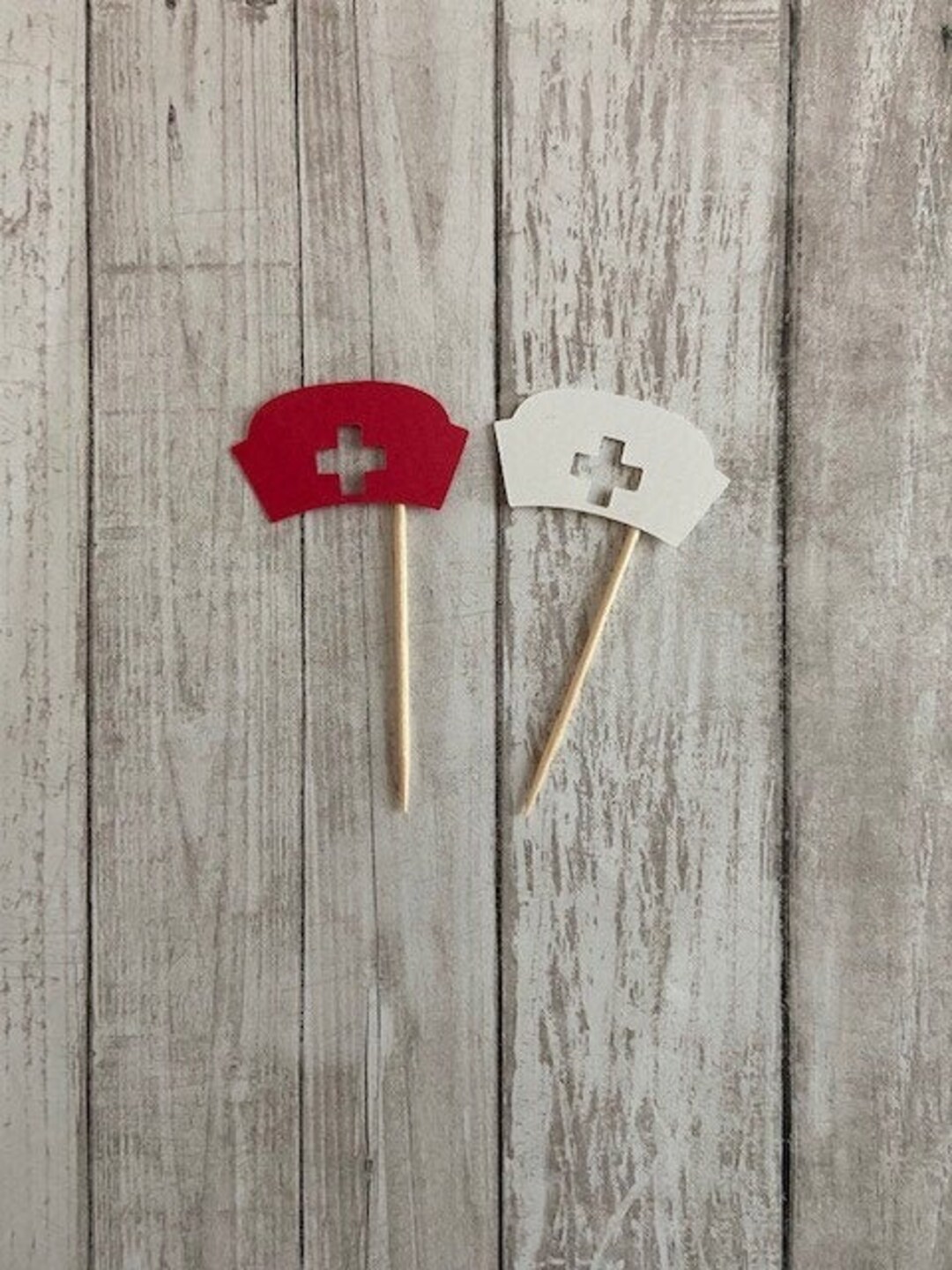 24 Assorted Nurse Hat Toothpicks Nurse Theme Cupcake Toppers Etsy
