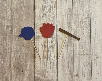 24 baseball toothpicks, basebal baby shower, baseball birthday, baseball party, appetizer picks, food picks, cupcake topper