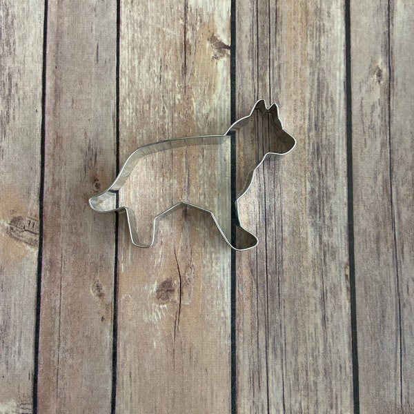 4.75 inch german shepherd cookie cutter - baking supply, puppy party, dog birthday, kids birthday, puppy shower, dog theme, dog cookies