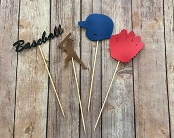 Set of 4 Baseball Theme Centerpieces - baseball cake toppers, baseball party, birthday party, baseball baby shower, baseball decorations