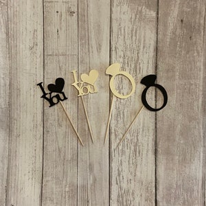 24 wedding theme toothpicks, wedding shower, wedding toothpicks, dessert toppers, appetizer picks, food picks, cupcake toppers