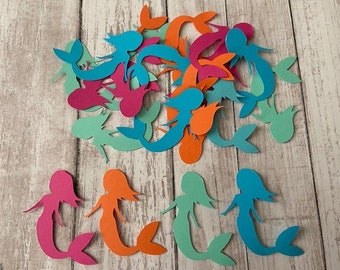 100 Assorted Mermaid Confetti, Die Cut Mermaid, Baby Shower, Under the Sea Theme Party, Mermaid Décor, Under the Sea Birthday Party