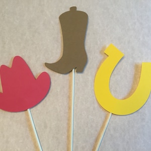 Set of 3 Cowboy Theme Centerpieces - cowboy cake toppers, cowboy party, cowboy birthday party, cowboy baby shower, cowboy decorations