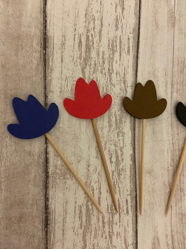 24 Cowboy Hat Toothpicks Cowboy Baby Shower Cowboy Birthday Etsy