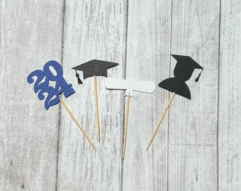 24 graduation toothpicks, graduation party, graduation decor, class of 2024, food picks, cupcake topper, graduation party decoration,