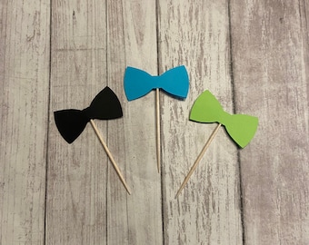 24 Bow tie toothpicks, lil man baby shower, little man birthday, gender reveal party, appetizer picks, food picks, cupcake toppers