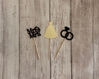 24 wedding theme toothpicks, wedding shower, wedding toothpicks, dessert toppers, appetizer picks, food picks, cupcake toppers