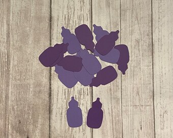 100 Assorted Purple Baby Bottle Confetti, Die Cut Bottle, Baby Shower, Baby shower confetti, Baby Shower Decor,  scrapbooking