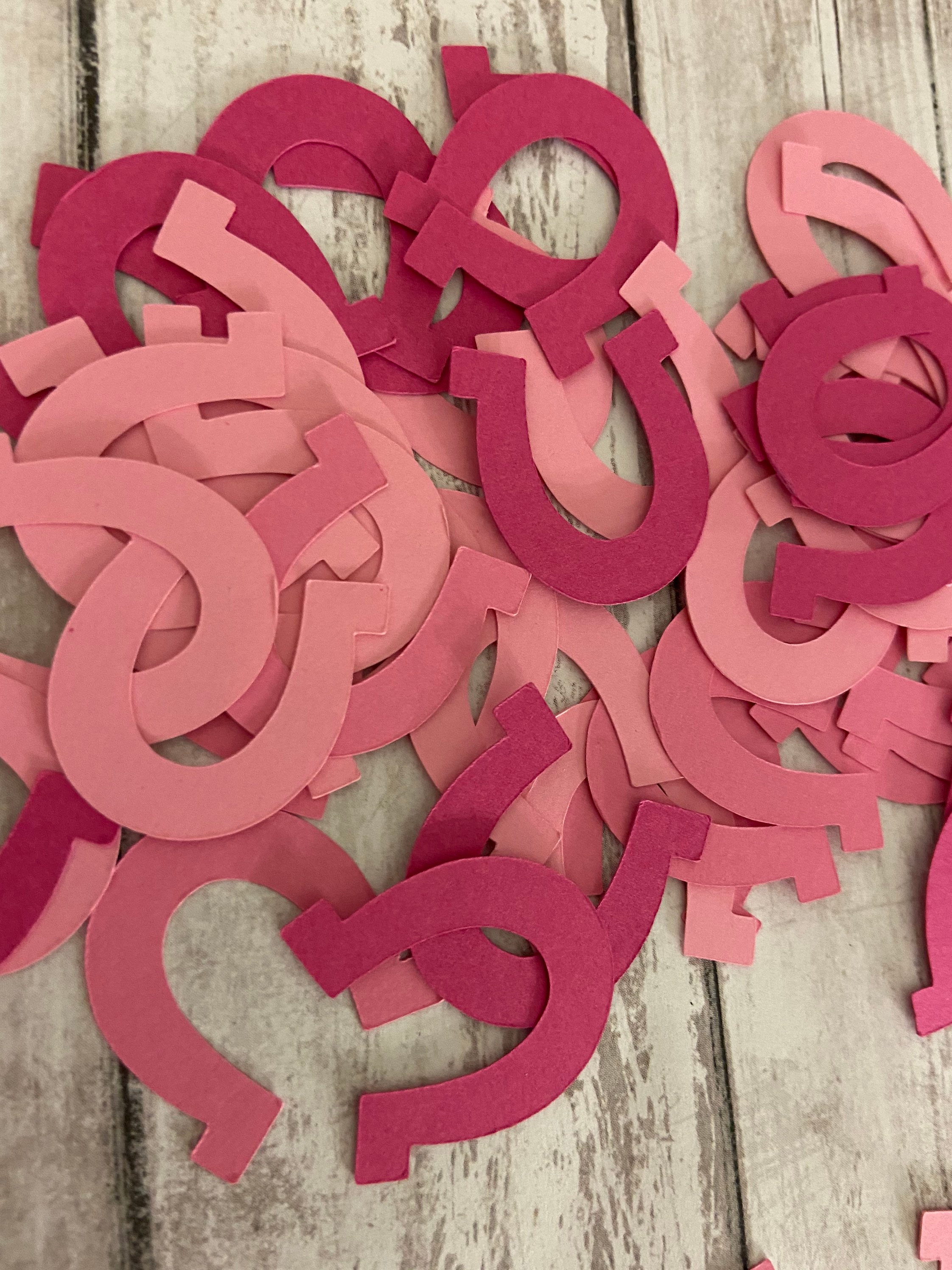 100 Assorted Pink Horseshoe Confetti Die Cut Baby Shower Etsy
