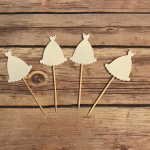 24 wedding dress toothpicks, wedding shower, wedding toothpicks, dessert toppers, appetizer picks, food picks, cupcake toppers