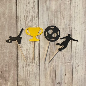 24 Assorted Soccer Toothpicks, soccer Cupcake Toppers, Soccer Baby Shower, Soccer Theme, Soccer Banquet, Soccer birthday