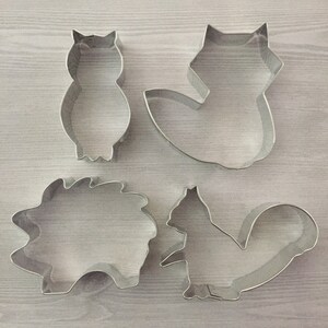 Set of 4 Woodland cookie cutter baking supply, woodland party, woodland creature birthday, kids birthday, woodland shower, woodland theme image 2