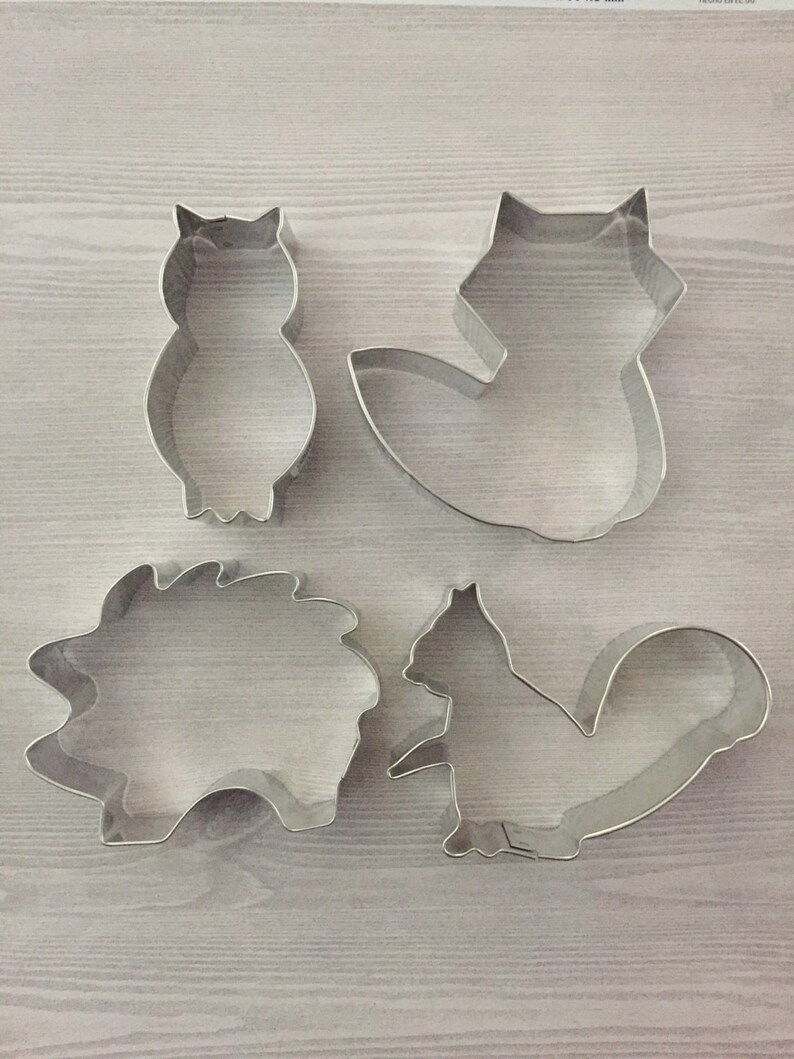 Set of 4 Woodland cookie cutter baking supply, woodland party, woodland creature birthday, kids birthday, woodland shower, woodland theme image 2