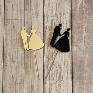 24 wedding couple toothpicks, wedding shower, wedding toothpicks, dessert toppers, appetizer picks, food picks, cupcake toppers