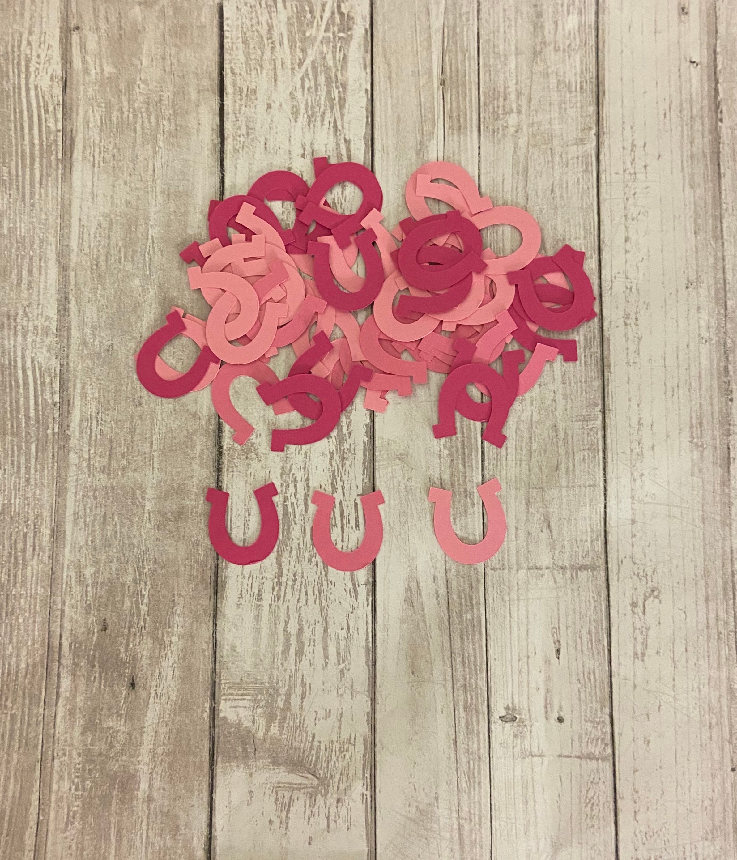100 Assorted Pink Horseshoe Confetti Die Cut Baby Shower Cowgirl Theme Party Cowgirl Dcor Baby girl Cow girl Birthday Party