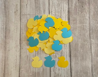 100 Yellow and Blue Ducky Confetti, Die Cut Ducky, Baby Shower Decor, Yellow Baby Shower, Table Confetti, Shower Supply, Duck Theme Party