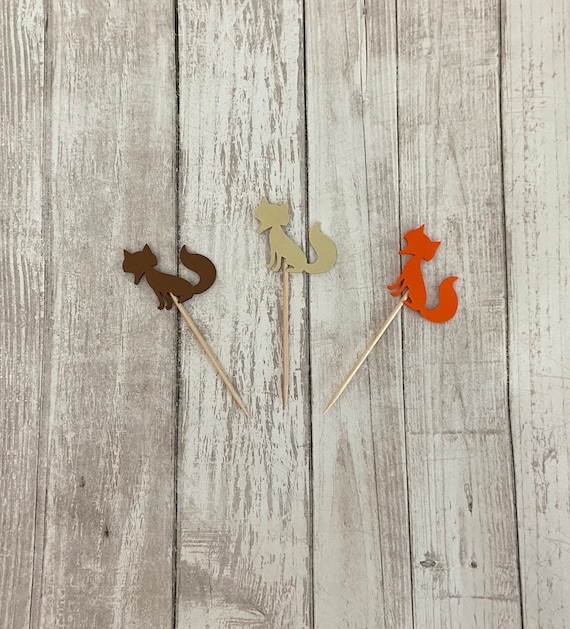 24 fox toothpicks woodland baby shower woodland birthday | Etsy
