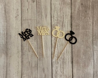 24 wedding theme toothpicks, wedding shower, wedding toothpicks, dessert toppers, appetizer picks, food picks, cupcake toppers