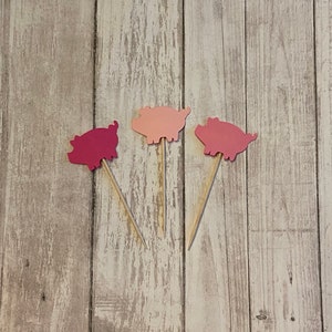24 farm theme pig toothpicks, farm theme baby shower, birthday party, farm theme party, appetizer picks, food picks, pig cupcake toppers