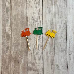 24 train toothpicks, train baby shower, train birthday, train party, appetizer picks, food picks, cupcake toppers