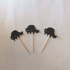 24 Assorted Raccoon Toothpicks, Woodland Cupcake Toppers, Woodland Baby ...