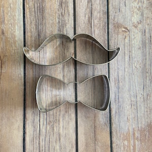 Set of 2 mustache and bow cookie cutter - baking supply, little man party, mustache birthday, little man baby shower, gender reveal party