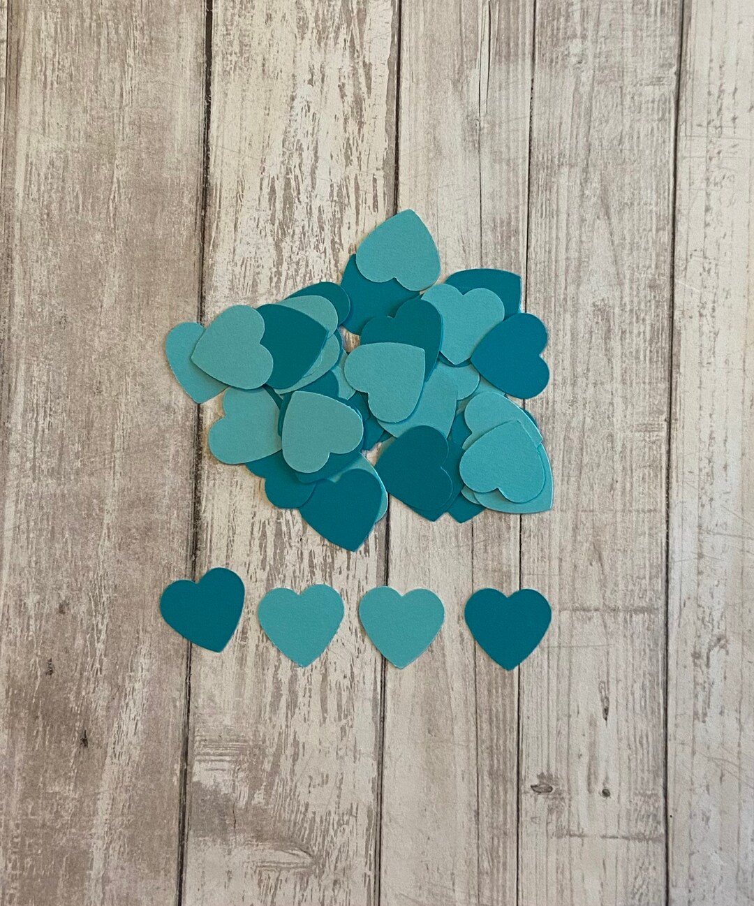 150 Teal Heart Confetti, Wedding Confetti, Die Cut Hearts, Baby Shower