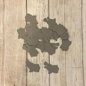 100 Grey Hippo Confetti, Die Cut Hippo, Baby Shower, Jungle Theme Party, Jungle Décor, Birthday Party, Safari Party, Safari Theme, Jungle