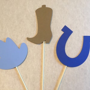 Set of 3 Cowboy Theme Centerpieces - cowboy cake toppers, cowboy party, cowboy birthday party, cowboy baby shower, cowboy decorations