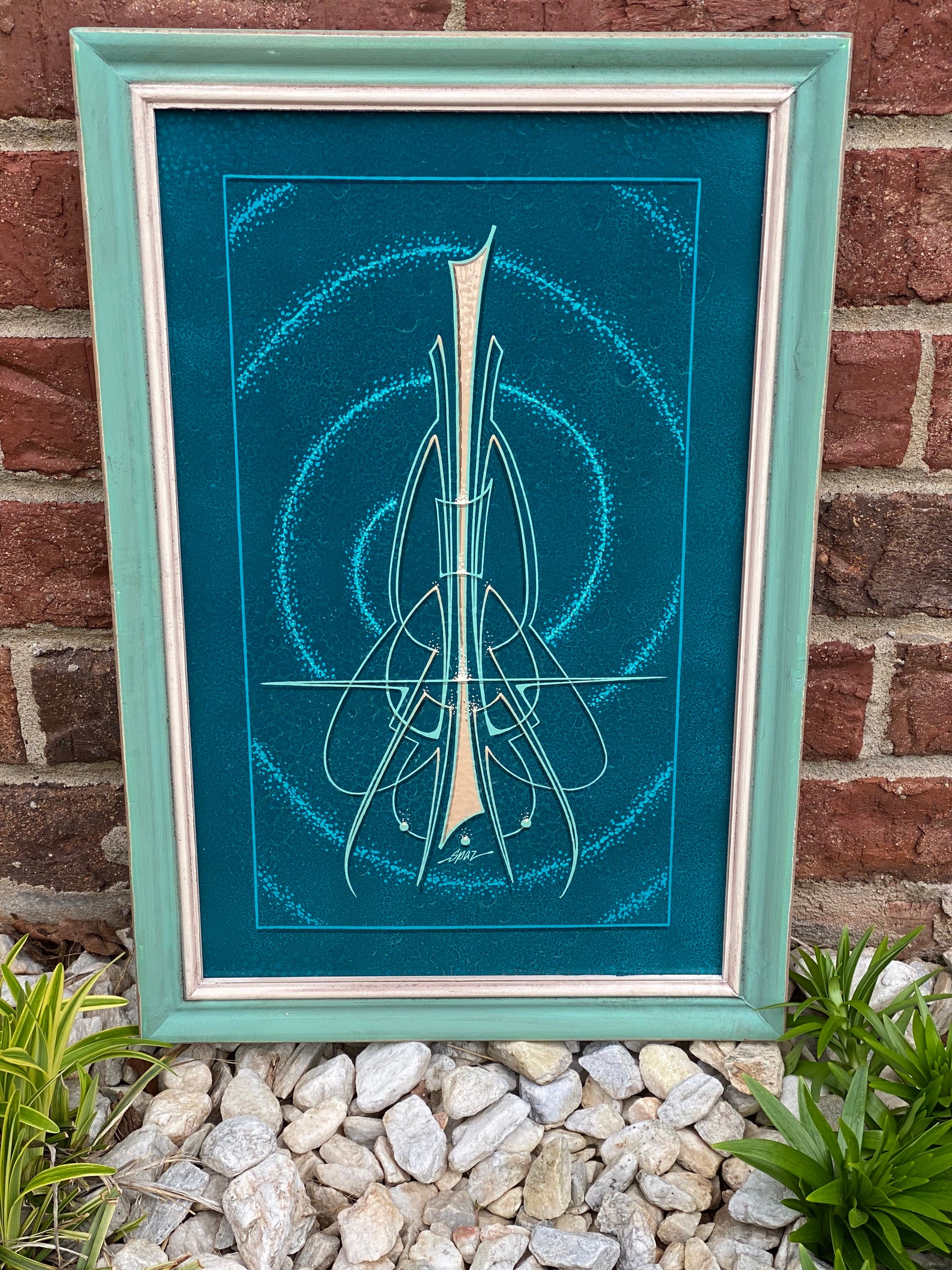 Hand Painted Modern Wall Art Pinstriping Textured Painting Etsy