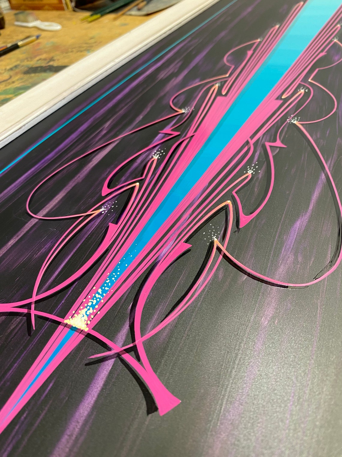 Hand Painted Pinstriping / Modern Wall Art / Over Mantle Art Etsy