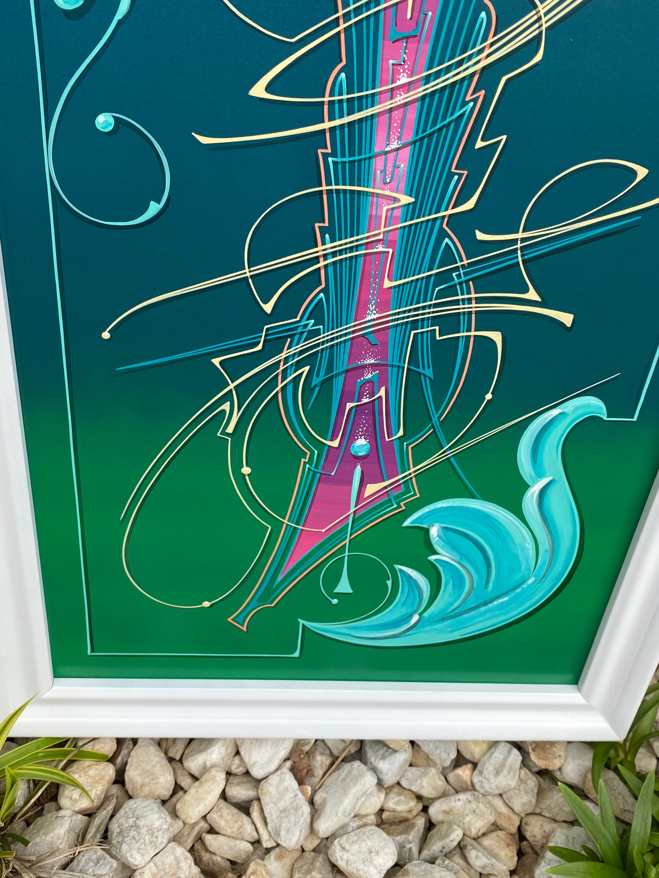 Hand Painted Pinstriping / Modern Wall Art / White Framed Etsy