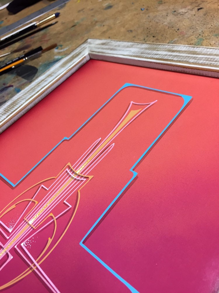 Hand Painted Modern Pinstriping Wall Art Framed Wall Decor Etsy