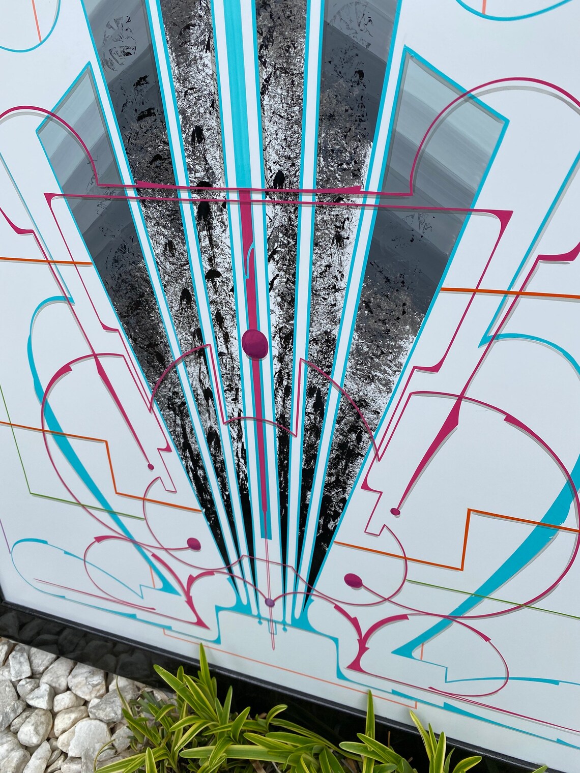 Large Hand Painted Pinstriping Modern Wall Art Framed Over Etsy