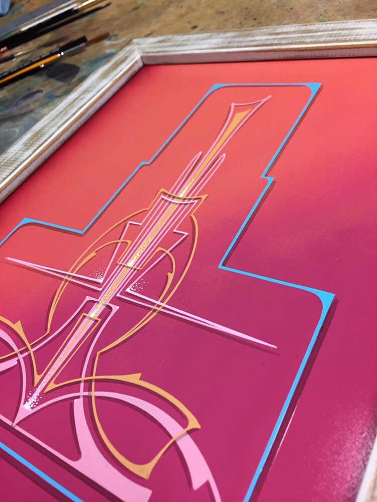 Hand Painted Modern Pinstriping Wall Art Framed Wall Decor Etsy