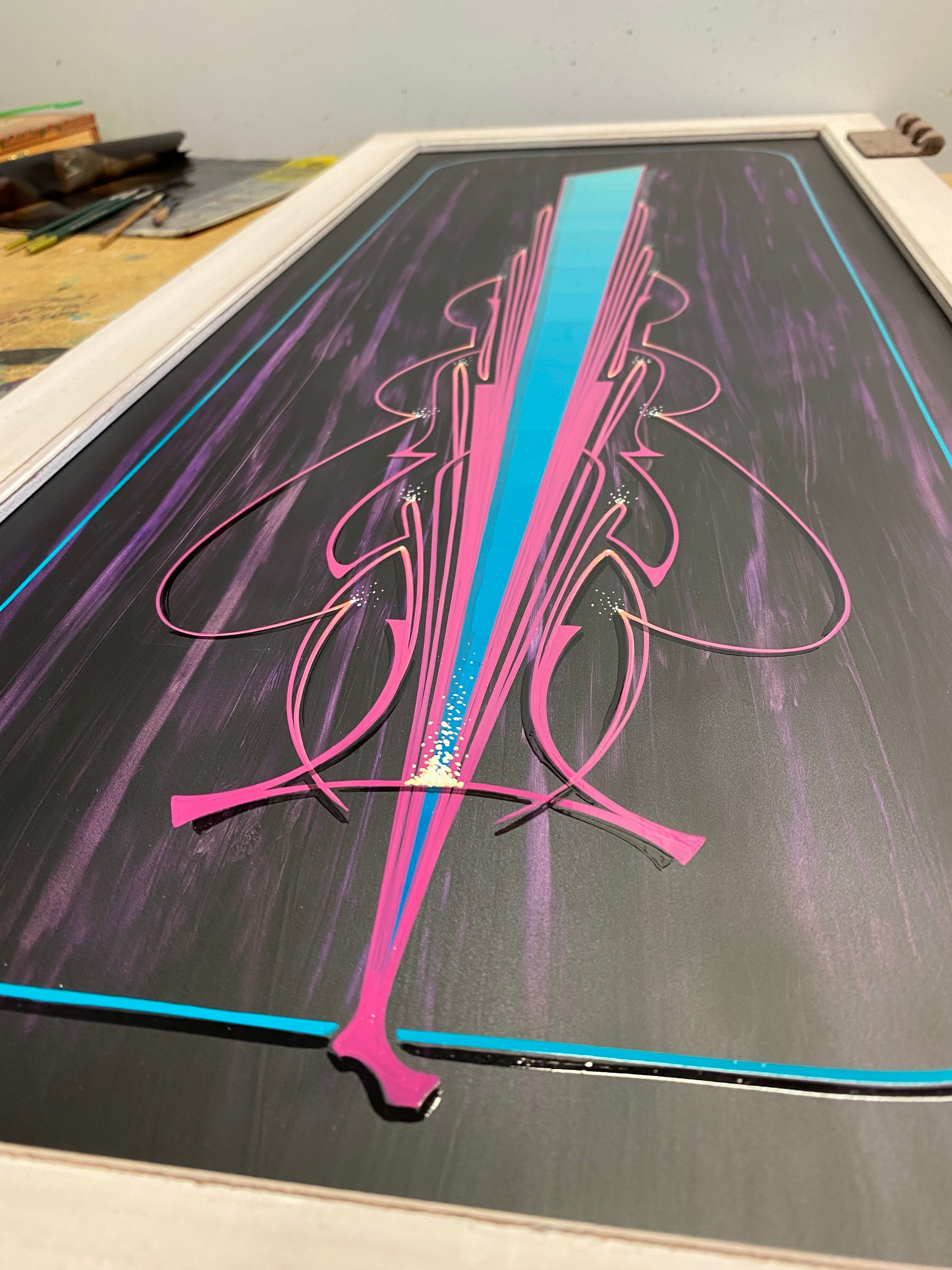 Hand Painted Pinstriping / Modern Wall Art / Over Mantle Art Etsy
