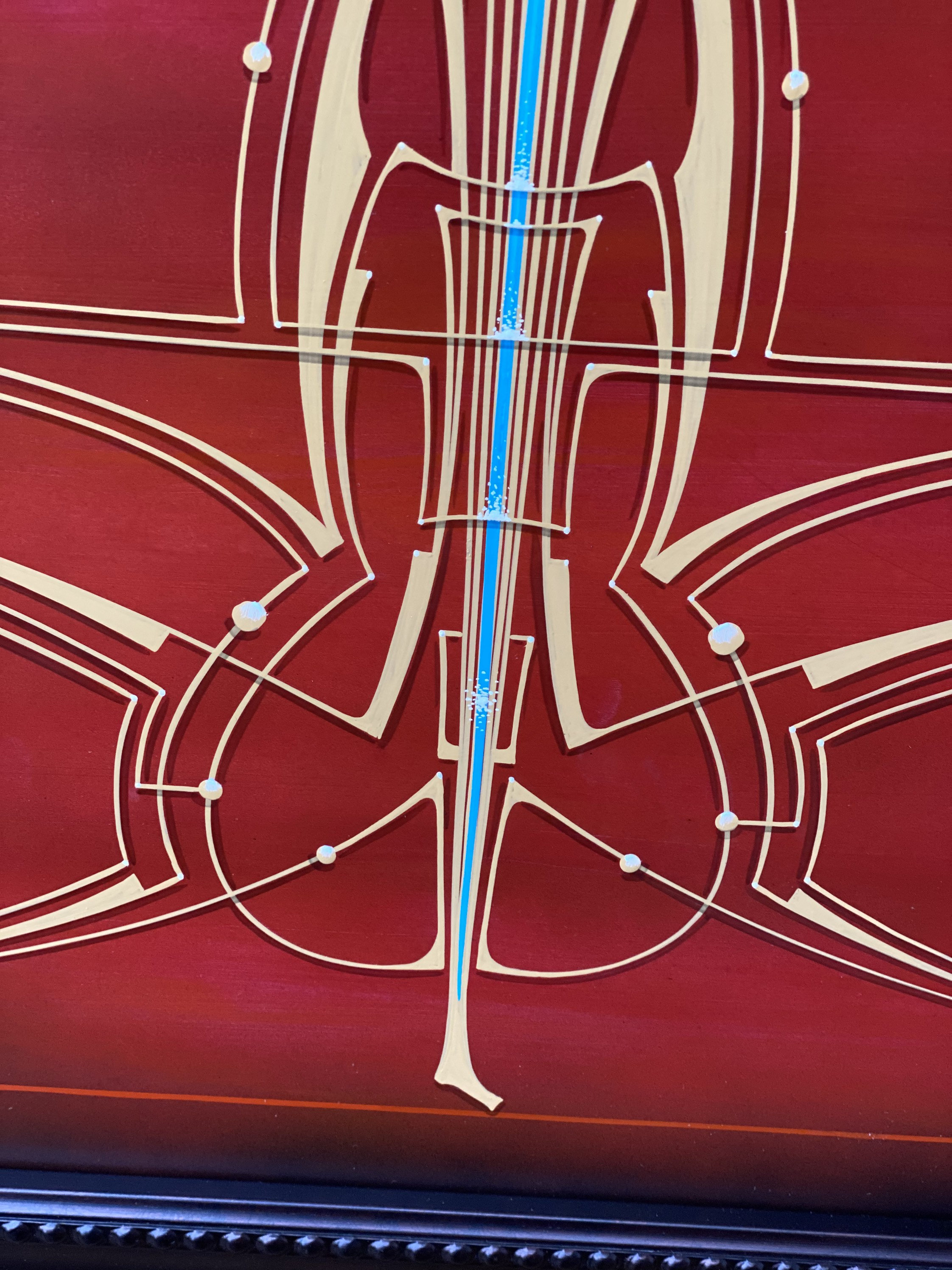 Large Red Modern Pinstriping Art 44 x 21 Framed — Music City Paintworks