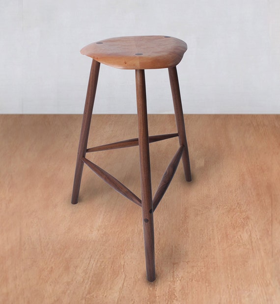 Mid Century Modern Wood Stool Wooden Bar