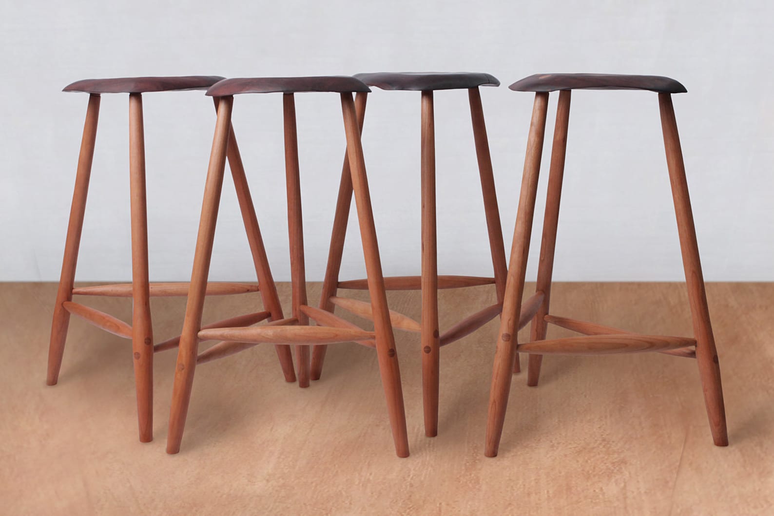 Mid Century Modern Wood Stool Wooden Stool Bar Stool Etsy