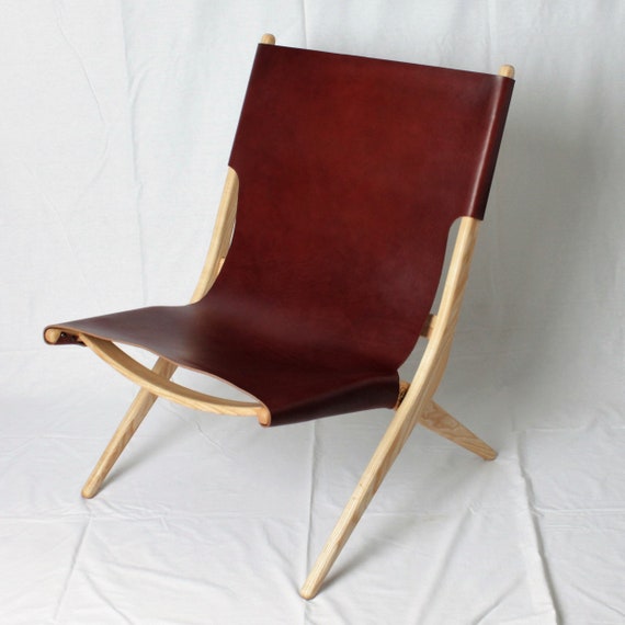 folding leather sling stool