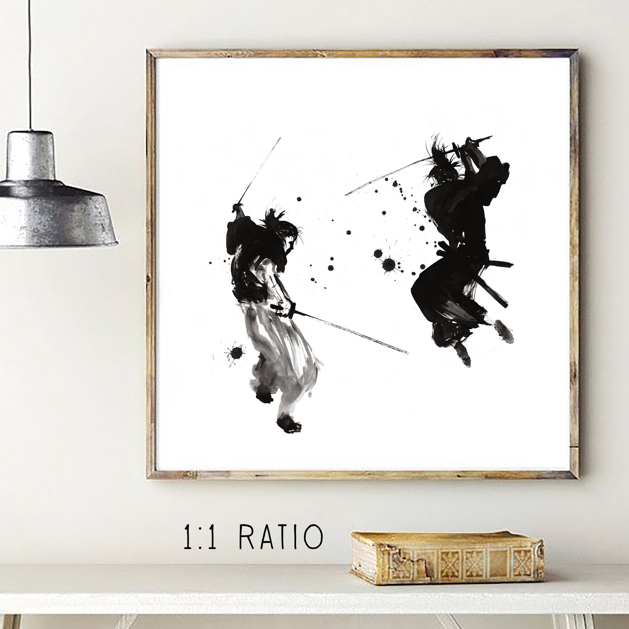 Japanese Samurai Ink Painting Art Print by The Lotus Room