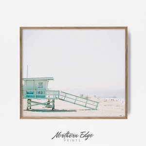 lifeguard print, printable beach art, beach print, surf art, California print, turquoise coastal print, beach art, surf print, lifeguard art