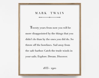 mark twain print, printable quote, inspirational quote print, printable words, adventure art, sail quote, nautical art, inspirational print