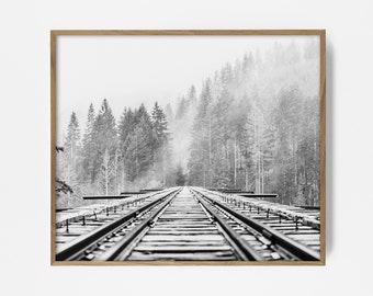 Train Trestle Photo, Printable Photography, Wanderlust Art, Train Track Print, Rustic Wall Decor, Mountain Decor, Rustic Decor, Nature Art