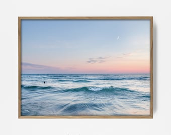 vibrant ocean print, sunset photo, printable sunset, coastal print, beautiful beach photo, morning beach, peach decor, ocean print, 202062