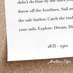 mark twain print, printable quote, inspirational quote print, printable words, adventure art, sail quote, nautical art, inspirational print image 6