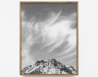 desert mountain print, bw mountain print, western landscape print, western mountain photo, bw mountain sky art, rustic mt wall print 201985